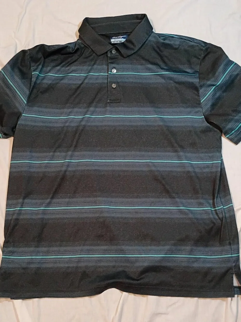 Ben Hogan Golf Polo Men's XL Dark Gray Blue Stripe Performance Golfcore Country